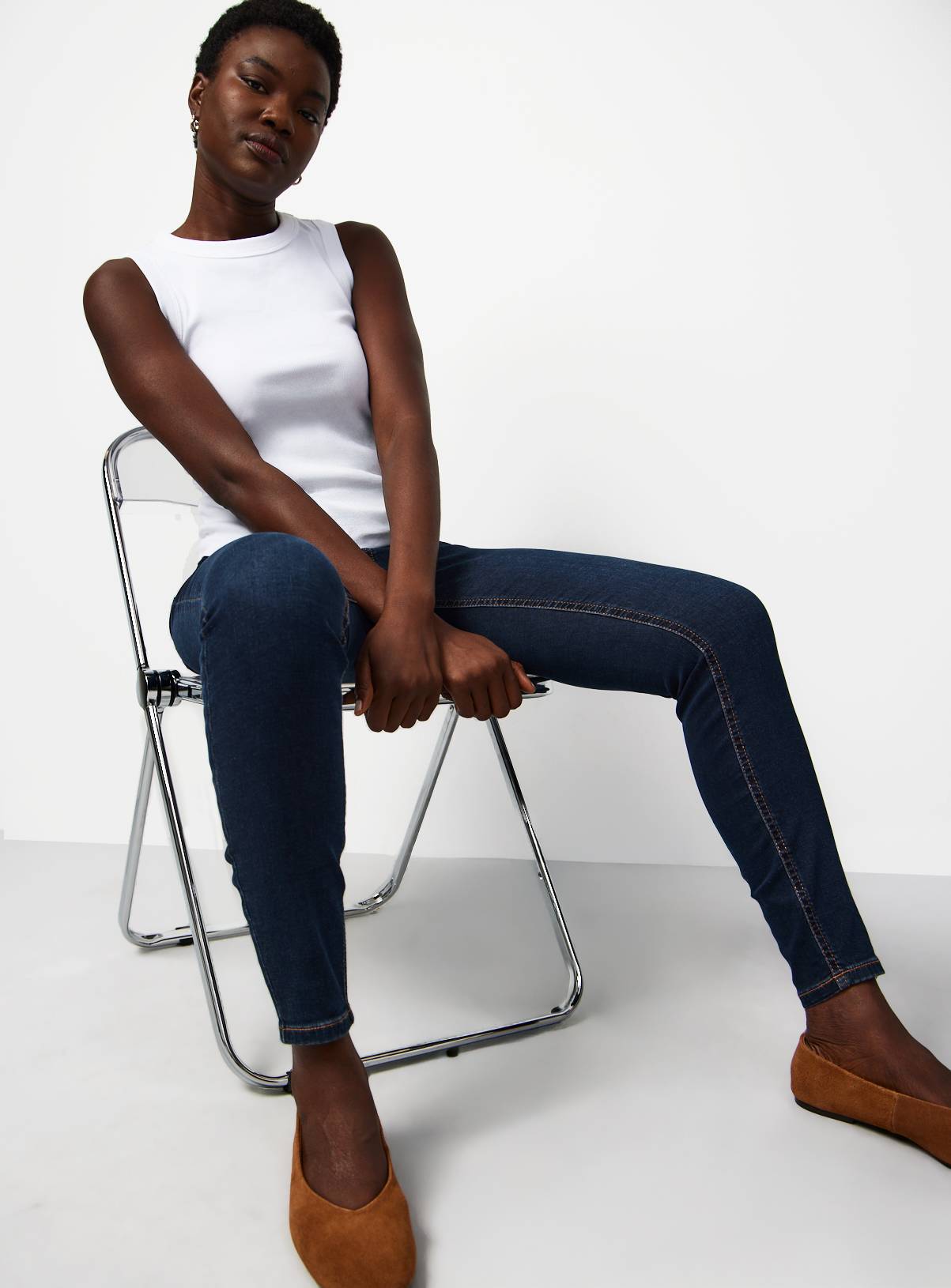 Dark Denim Cotton Stretch Skinny Mid Rise Jeans 18R - Image 2